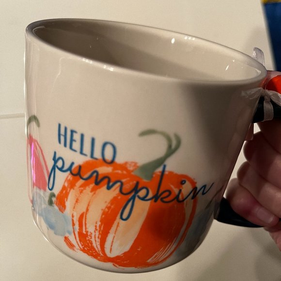 Pumpkin Mug‎ by Lang Designs with Hand Painted Detail and Handle Accent (new) - Picture 2 of 11